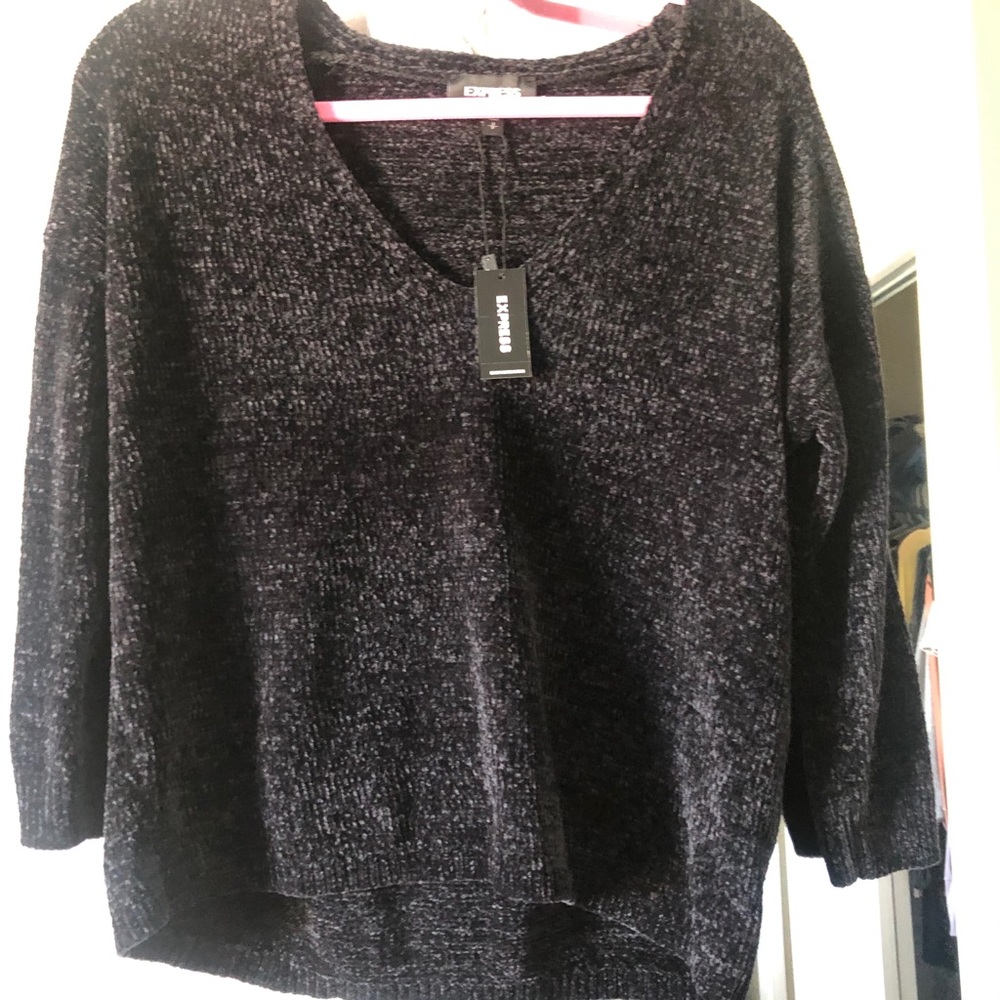 Express sweater- velvet chenille v-neck.
